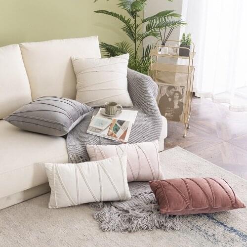 Velvet Striped Pillow Case 45*45cm Light Luxury Style Decoration Sample Room Sofa Backrest Cushion 30*50cm