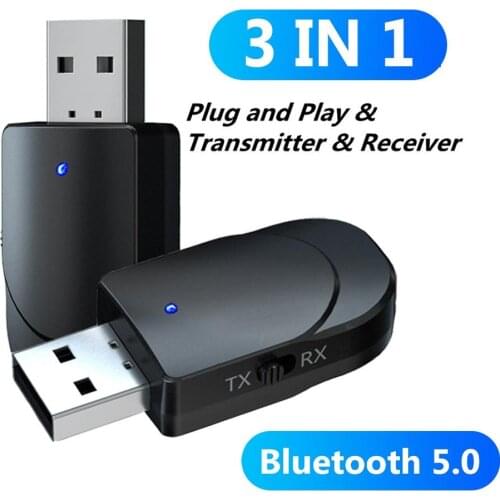 Bluetooth 5.0 Stereo Audio Transmitter Receiver USB 3.5mm AUX Adapter for TV PC