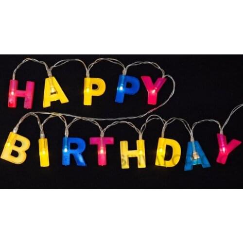 Colorful Letter Shaped HAPPY BIRTHDAY LED String Lights Battery Operated Fairy Lights for Birthday Gift Party Decorations