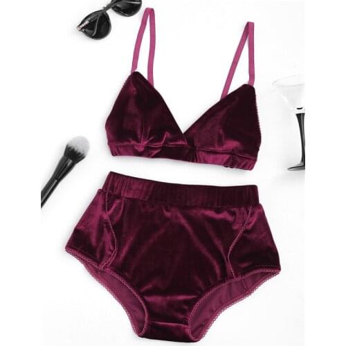 Hot Fashion Push Up Bra Sets Lady High Waist Panties Women Underwear Sexy Velvet Lingerie Bra and Briefs Set Soft Trim Sets
