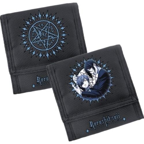 Anime Black Butler Ciel Phantomuhaivu Sebastian Michaelis Print Women Short Wallet 900D Nylon Men Small Wallet With Coin Pocket