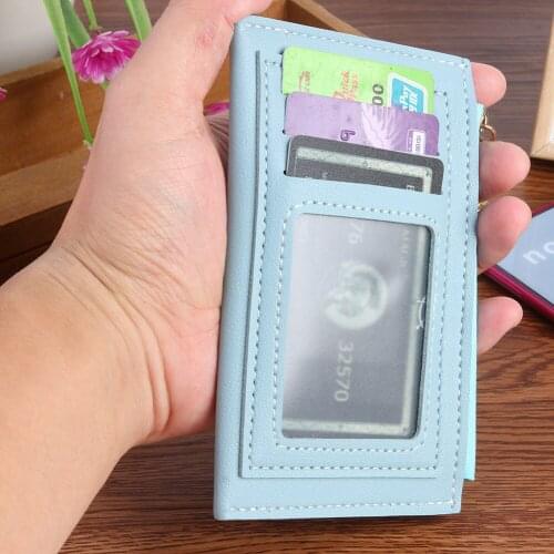 Key Card Coin Holders Pouches Multi-slot Wallet Mini Lady Leather Coin Purse Solid Color Zipper Purse Card Bag
