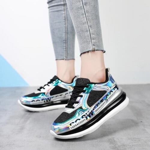 Oversize Platform High Soles Sneakers for Women Basket Sport Femme Running Shoes Woman Sports Shoes for Ladies Black Flat D-730
