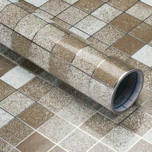 Kitchen Anti-oil Waterproof Stickers Self-Adhesive Wallpaper Bathroom Toilet Tile Stickers Home Decor Gray/Coffee/Blue