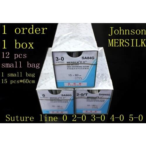 Medical Suture line Johnson Ethicon MERSILK line Surgical non absorbable suture line sterile real Silk braid line instrument