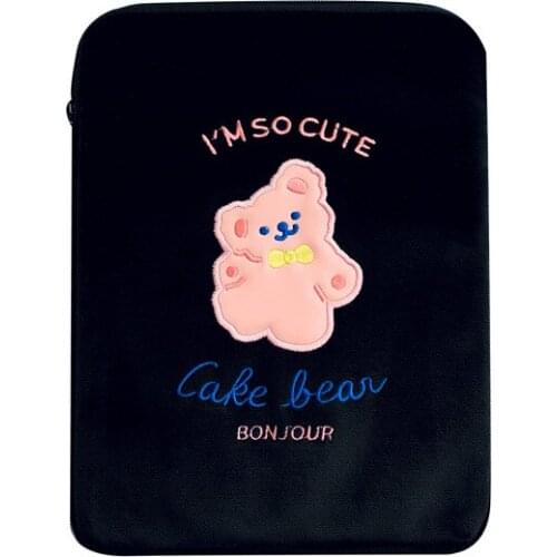 Girl Cute Cartoon INS Bear Sleeve Case For Ipad 11 Inch Pouch Korean Tablet Mac iPad Inner Bag Soft Case Laptop Storage Handbag