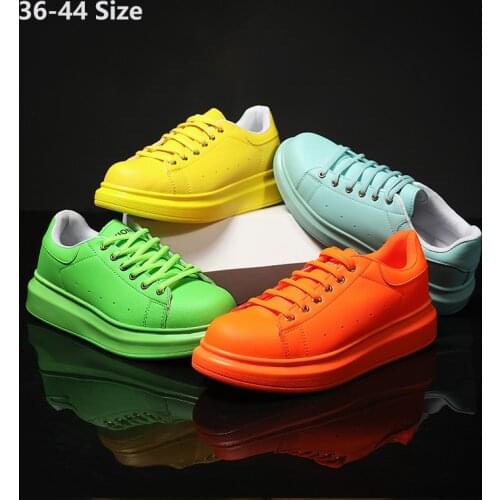 36-44 Size Mens and Womens Sneakers Orange Blue Clunky Sneaker Yellow Platform Shoes Couple Style Travel Shoes Unisex Tenis