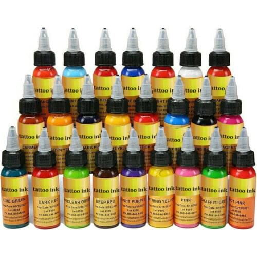 14PCS Tattoo Ink Set Microblading Permanent Makeup Art Pigment Cosmetic Tattoo Paint for Eyebrow Eyeliner Lip Body 30ml/ Bottle