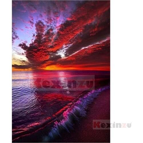 Kexinzu Full 5D DIY Square/Round Drill Diamond Painting "Sea Scenery" 3d Diamond Embroidery Cross Stitch Decor Gift Ke068
