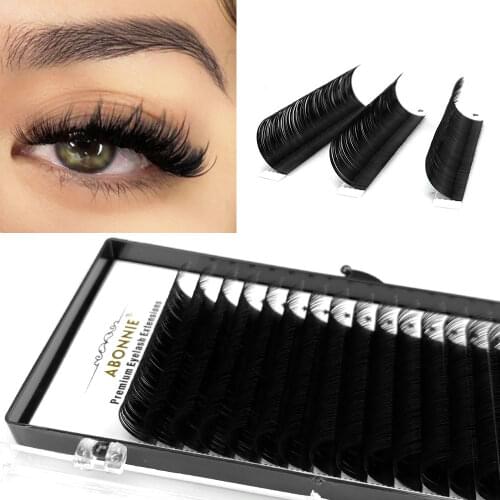 Abonnie PBT False Eyelash Extension High Quality Mink Individual Cilia Eyelash Extension Russian Volume Mink Lash Extension