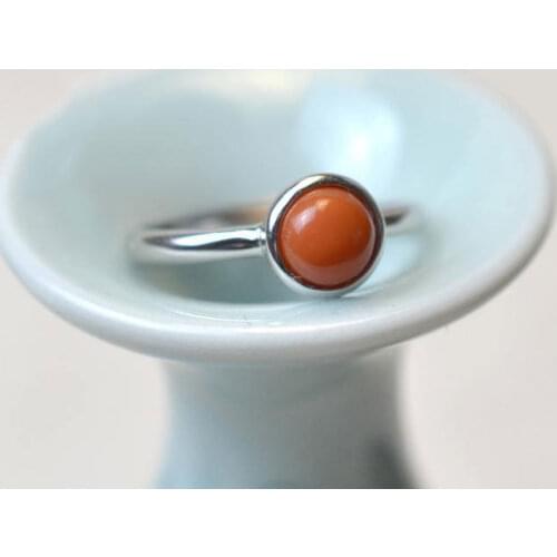 Natural Full-Color S925 Sterling Silver Southern Red Agate Ruby Ring for Women Simple Opening Ring Ornament for Women