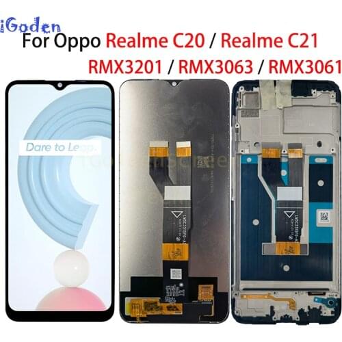 Original For Oppo Realme C20 LCD RMX3063 RMX3061 Display with Frame Touch Panel Screen Digitizer For Realme C21 LCD RMX3201 LCD