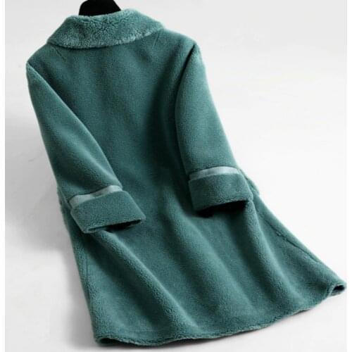 Real Fur Coat Female Fashion Winter Coat Women Clothes 2020 Korean Vintage Horn Button Long Wool Jacket Warm Coats 59326