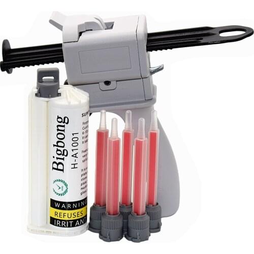 50ml AB Glue Gun 10:1 Caulking Gun and 50ml Glue Adhesive 10:1 Grey AB Glues Strong Adhesives with 5pc 10:1 Static Mixing Nozzle
