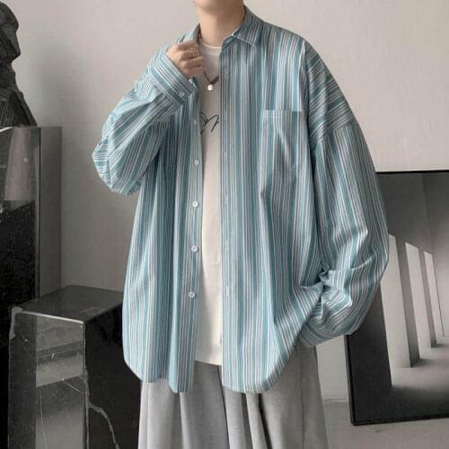 Striped Blouse Men Shirts Women 2020 Harajuku Casual Long Sleeve Tops Streetwear Man Oversized Blouse Beach Button Up Shirt Tops