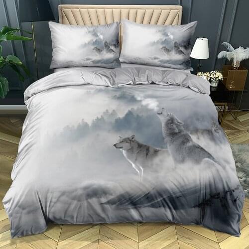 Wolf Bed Linen 3D Custom Design Gray Duvet Cover Sets Pillow Sham King Queen Super King Twin Size 160*200cm Animal Home Textile