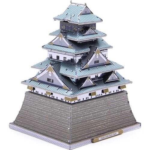Multicolored Japan Osaka Castle Architectural Building DIY laser cutting Jigsaw puzzle model 3D Nano Puzzle Toys for adult Gift