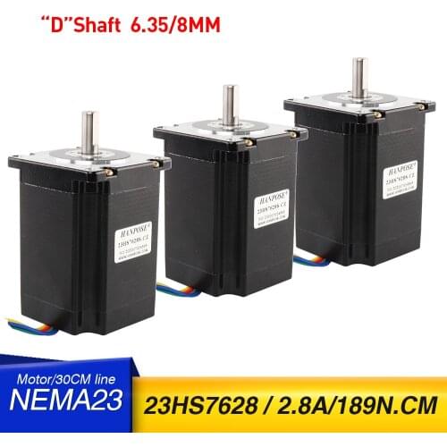 NEW 3PCS Nema23 Stepper Motor 2.8A 189N.cm 4-lead 76mm 23HS7628S-CZ motor Special for rear out for 3D Medical machinery