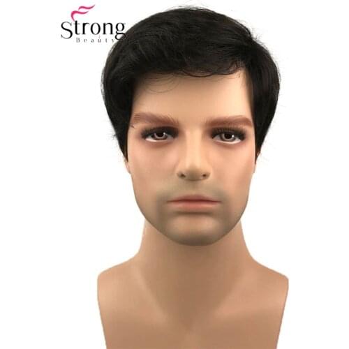 StrongBeauty Natural Man Short Black Synthetic Hair Wig Mens Full Wig