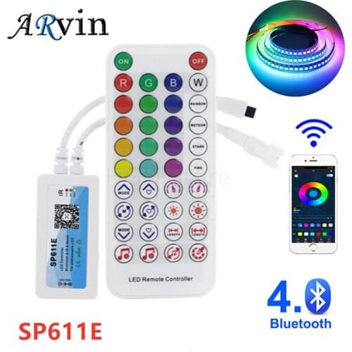 LED Controller SP611E Bluetooth Music App IR38 Keys for WS2811WS2812 Addressable LED Light Strip DC5V-24V