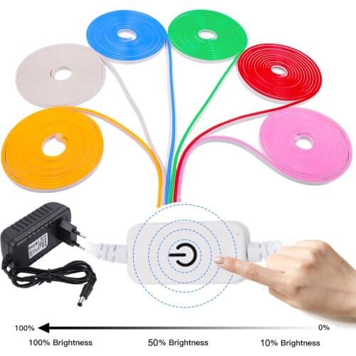 Dimmable LED Strip Light DC12V Neon Light 2835 120Leds Tape Ribbon Flexible Neon Sign Waterproof Neon Rope Light for Decoration