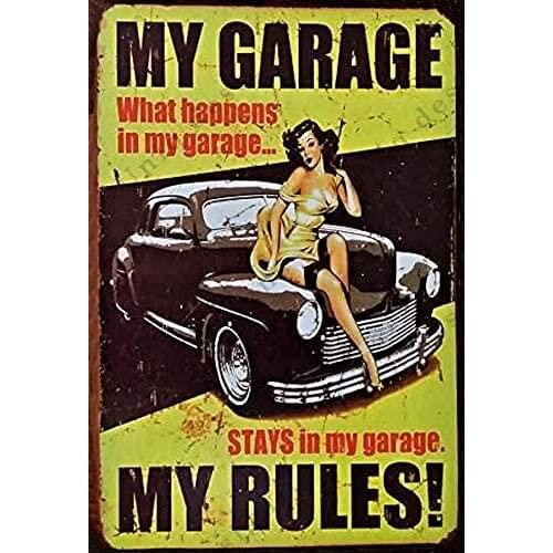 UNiQ Designs My Garage My Rules Garage Tin Signs Vintage Metal Sign - Garage Sign, Bar Signs, Garage Poster, Pin Up Tin Signs