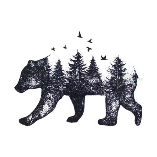 Waterproof Temporary Tattoo Siberia forest bear tree bird fox owl wolf whale tatto flash tatoo fake for girl women men 7