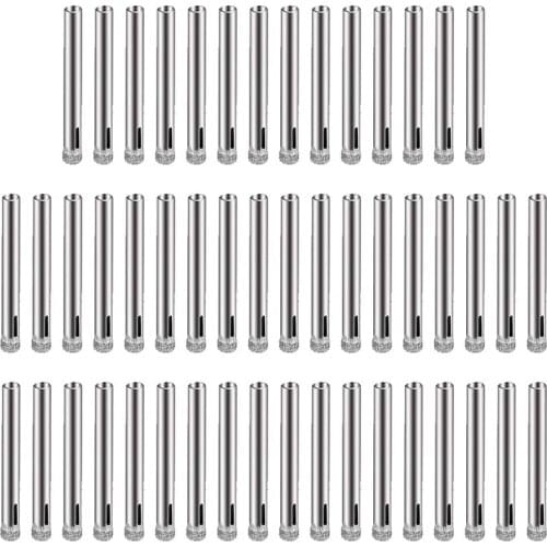 WSFS Hot 50Pcs Diamond Coated Drill Bit Set 6mm Diamond Tipped Hole Saw for Tile, Glass, Ceramics, Porcelain, Marble