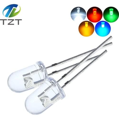 TZT 5mm Round Super Bright Red/Green/Blue/Yellow/White Water Clear LED Light Diode