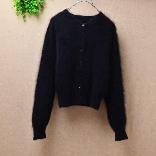 Girls female Women small size short style winter mink cashmere slim cardigan fluffy angora rabbit fur sweater coat jacket mantle