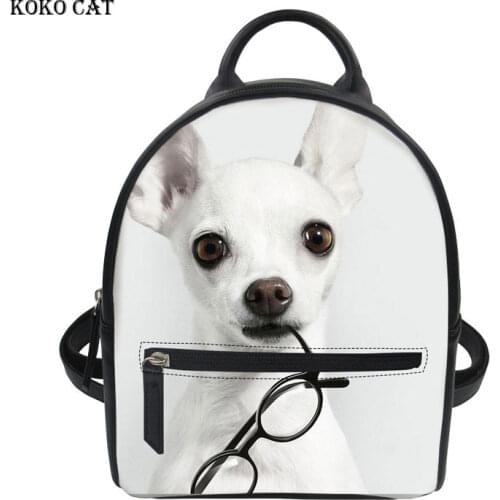 Female Backpack Mini Pu Leather School Bags for Teenagers Girls Customizable Cute Dogs Printed Small Bagpack Bolsos Mujer