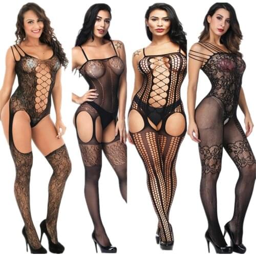 Sexy Shapers for women Intimates black dobby Bodysuits Women hollow out nightgown sexy Lingerie