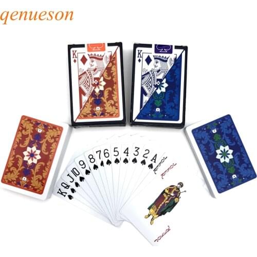 1Set/Lots Bridge Pattern Poker Baccarat Texas Hold'em Red/Blue Waterproof Plastic PVC Playing Cards 58*88MM Board Games qenueson