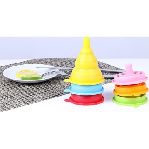 1pcs Kitchen Mini Silicone Foldable Funnel Collapsible Style Funnel Hopper Kitchen Cooking Tools Accessories Kitchen Gadget