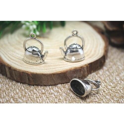 15pcs--Kettle Charms Antique Tibetan silver 3D Kettle Charms pendants , 16x20x9mm