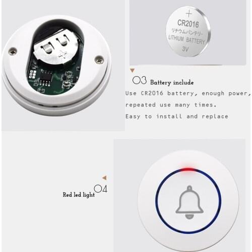 2pcs Newest LED Wireless Chime Door Bell Gate Alarm Doorbell & Emergency doorbell & Welcome Doorbell 433MHz