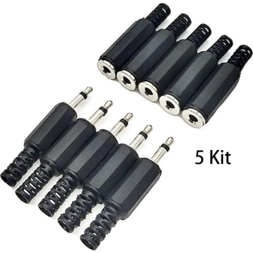 5 Kit 3.5mm male headphone repair headphone audio plug female jack connector single dual channel/stereo connector headphone jack