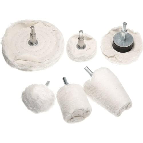 6pcs Cloth Polishing Wheel Waxing Pure Cotton Polishing Buffing Wheel Mop Router Drill Grinder Brush For Metal Mirror Surface