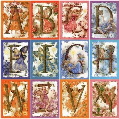 Name Custom Diamond Embroidery 5D DIY Diamond Painting Flower Fairy Alphabet Name Picture Full Square Drill Picture Of Rhineston