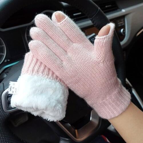 Free shipping 2 pair colors semi-full finger knitted Wool fleece lining gloves winter,spring autumn using fashion gloves