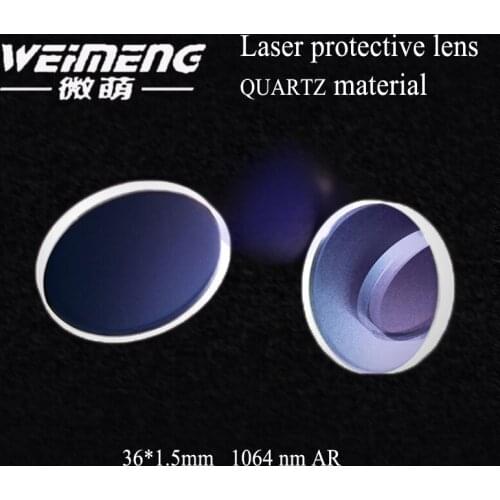 Weimeng brand directly supply 36*1.5mm 1064nm AR coating quartz laser protective lens & window film for laser cutting machine