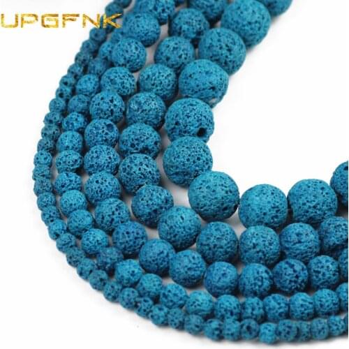 Natural Stone Peacock blu Volcanic Lava Beads Round Loose Spacer Beads For Jewelry Making 4/6/8/10/12MM DIY Bracelet Accessories