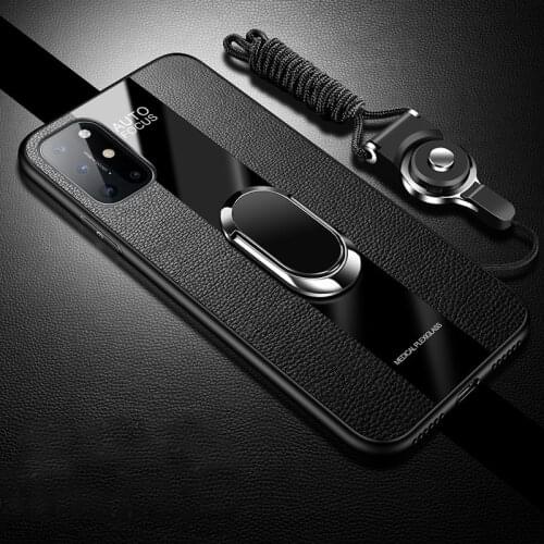 For OnePlus 8T Case Luxury Soft Silicone Plexiglass With Ring Stand Magnet Back Cover Case for one plus 8t oneplus8T 1+8T Shell