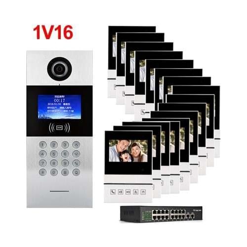 XinSiLu New TCP/IP HD digital video intercom doorbell 4.3" screen, residential intelligent electronic access control system 1V16