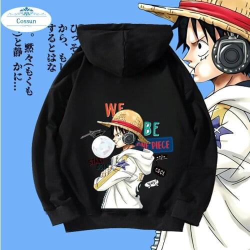COSSUN Hot Anime One-piece Monkey D Luffy Fashion Printed Hoodies Pullover Harajuku Hooded Sweatershirt Unisex