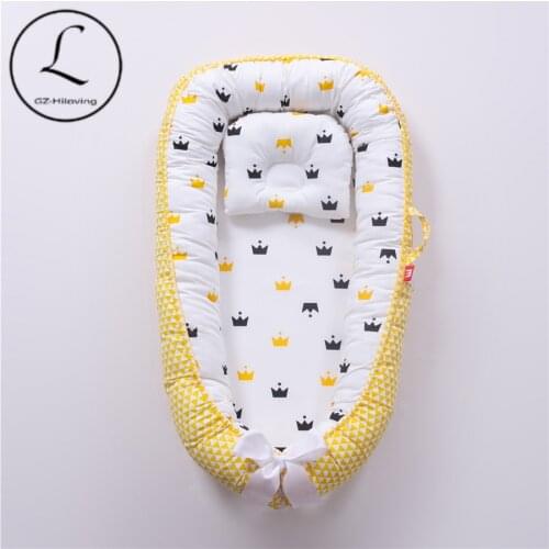 85*50 cm baby nest bed with pillow portable crib travel bed for child toddler cotton cradle newborn crib cradle insurance bar