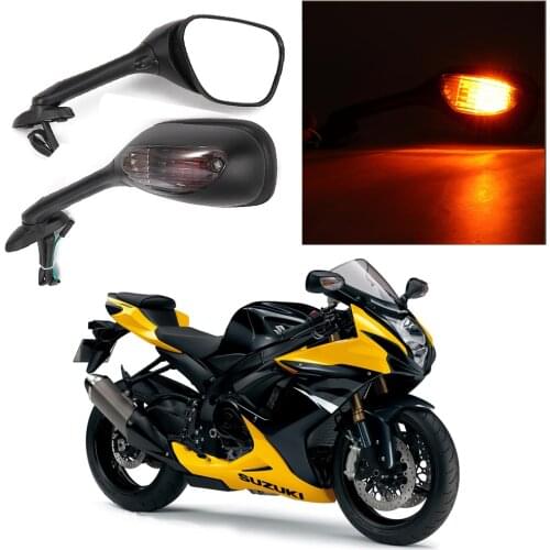 For Suzuki GSXR Motorcycle Rearview Side Mirrors for Suzuki GSXR 600 750 1000 with Turn Signal Light K6 K7 K8 Mirror