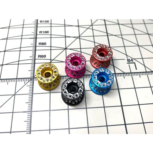 2Pcs TAMIYA CNC Anode Double Aluminum Rollers Mini 4WD Car Parts Hollow Carved Anti-tilt 13-12mm Two-stage Guide Wheel 15398