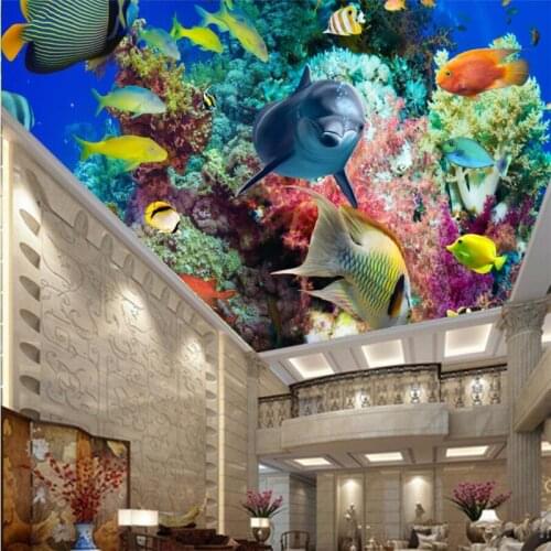 Wellyu Fantasy coral underwater world ceiling ceiling mural custom large mural environmental wallpaper papel de parede mural