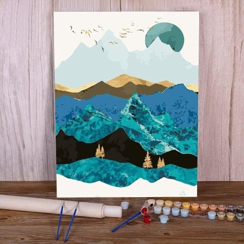 Landscape Mountain Sunrise Paint By Numbers Package Acrylic Paints 50*70 Canvas Painting Decorative Paintings For Handicraft